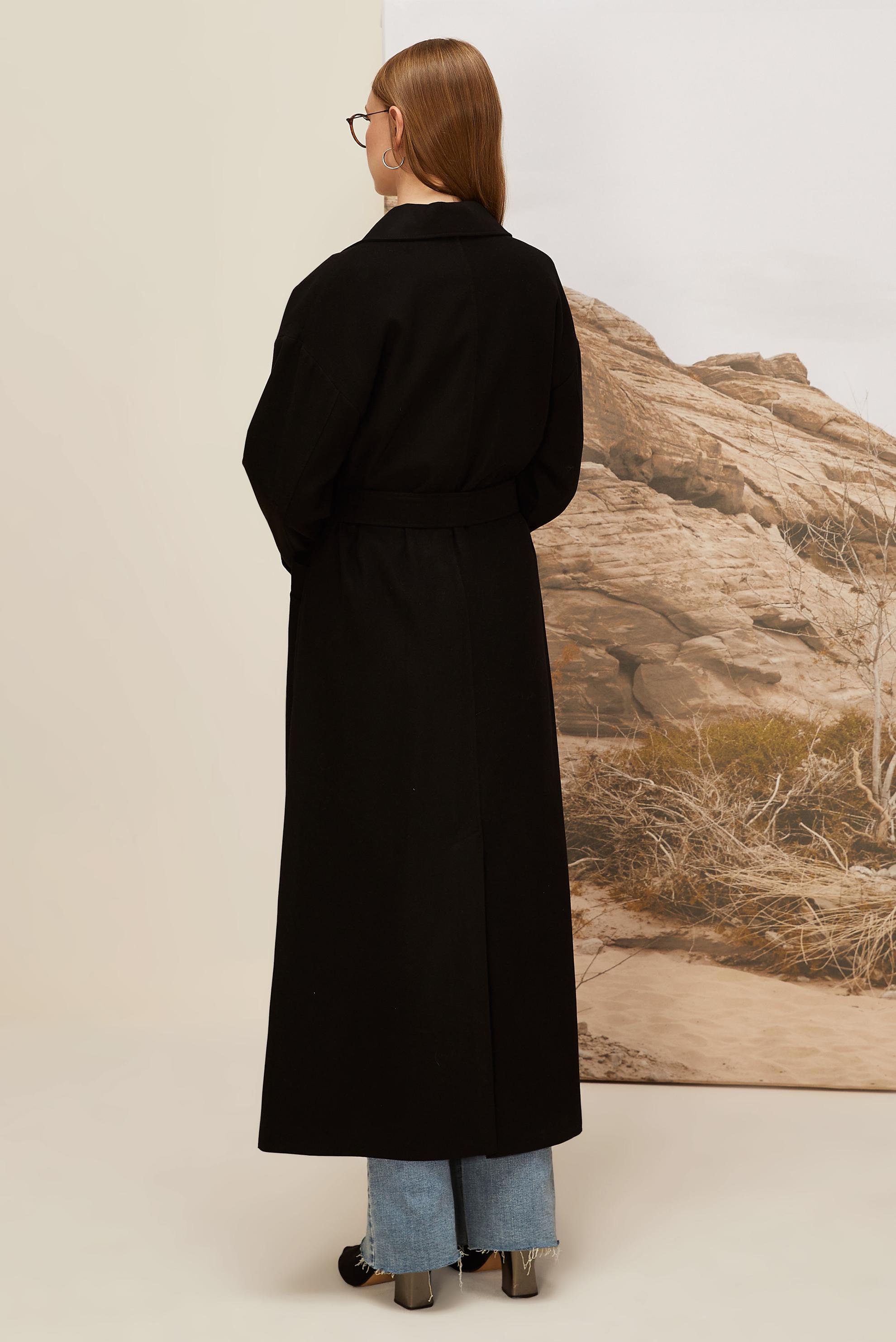 Vêtements hijab NOIR MANTEAU CACHE CEINTURÉ 90605