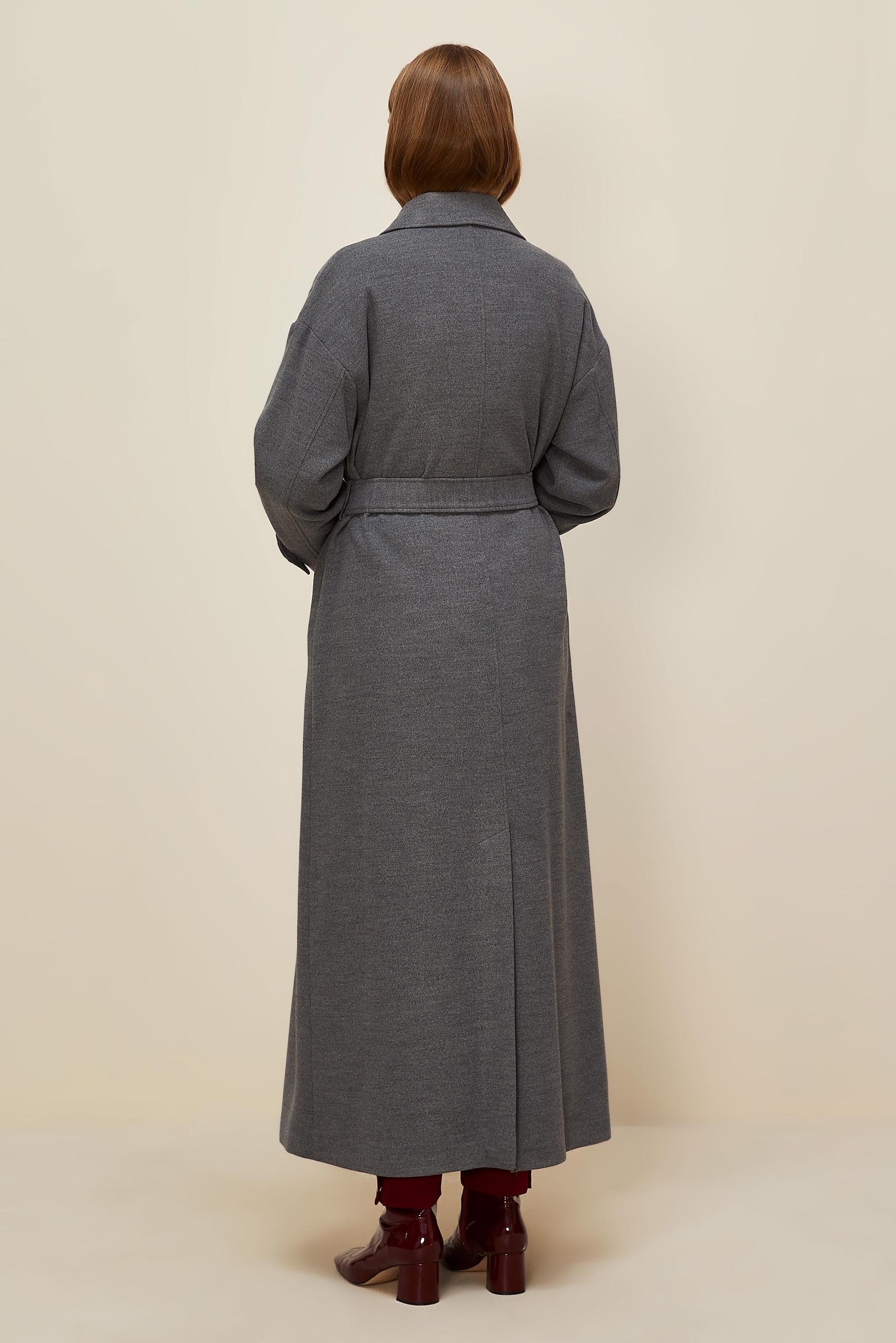 Tesettür giyim GRİ KEMERLİ KAŞE MANTO 90605