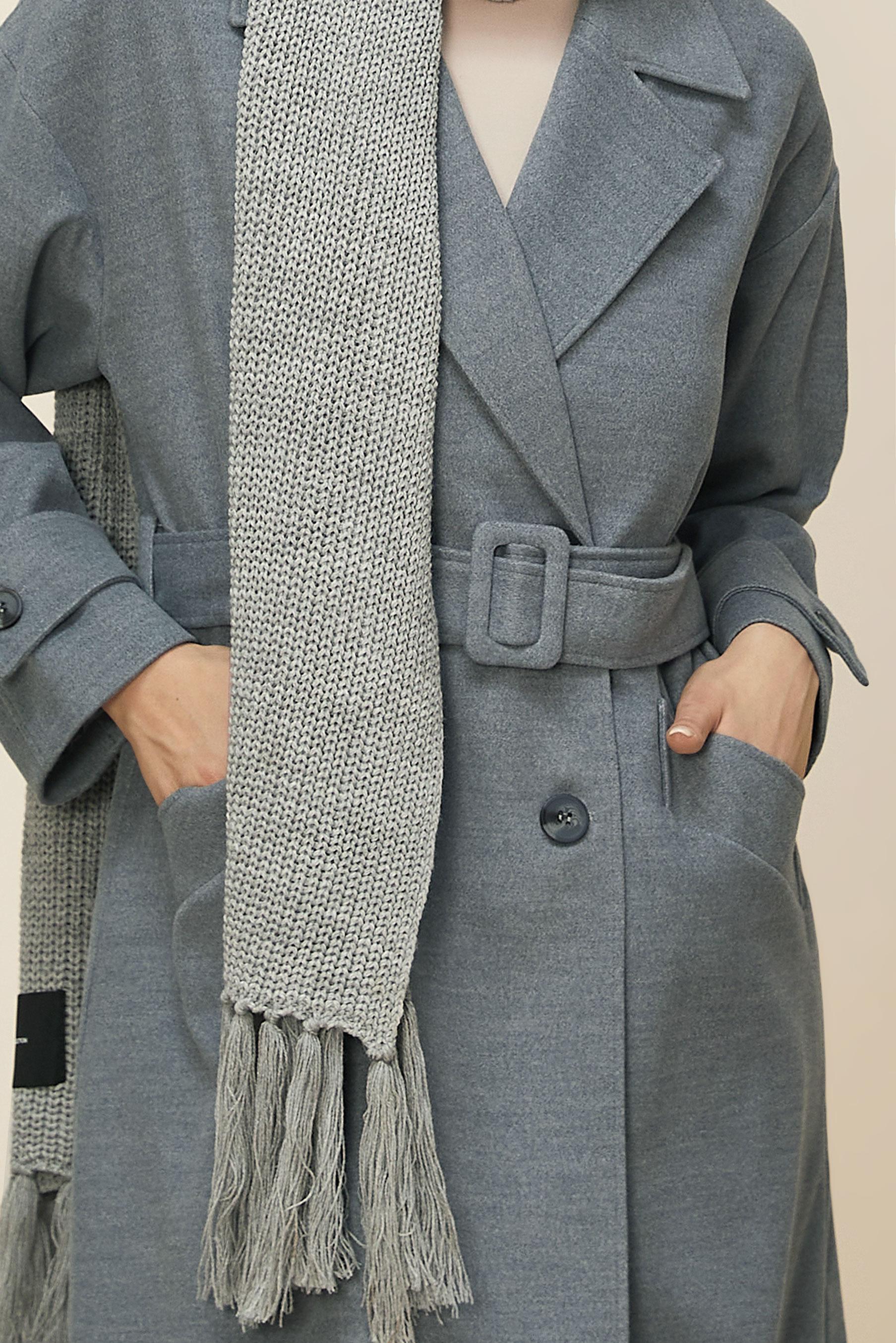 Hijab clothing GREY BELTED CACHE COAT 90605