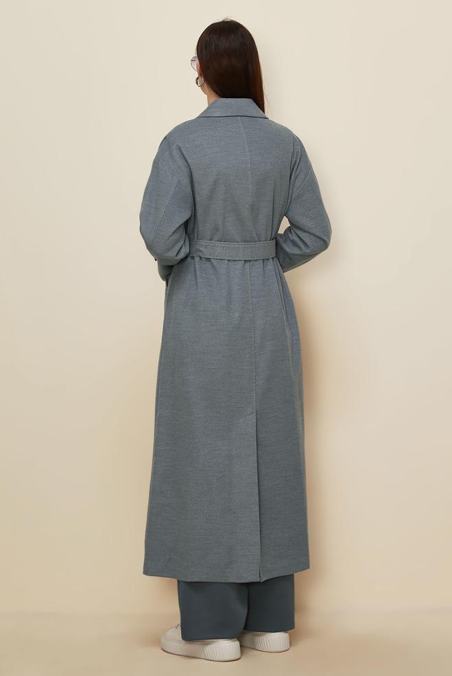 Hijab clothing GREY BELTED CACHE COAT 90605 - ALVİNA