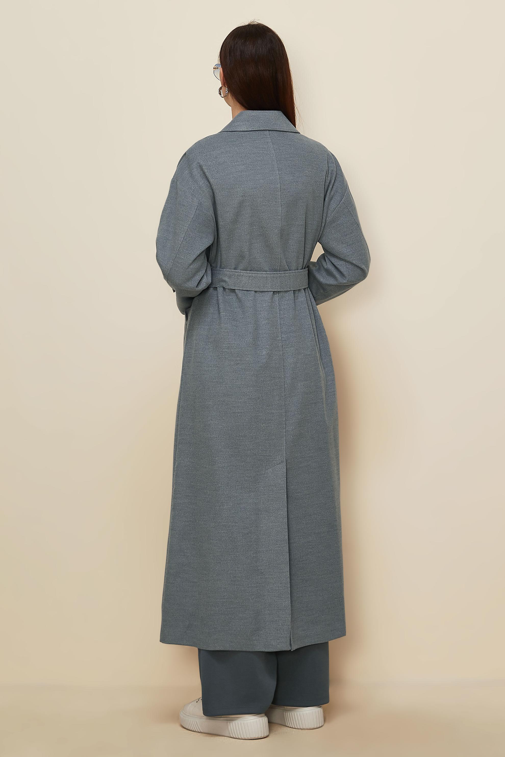 Hijab clothing GREY BELTED CACHE COAT 90605