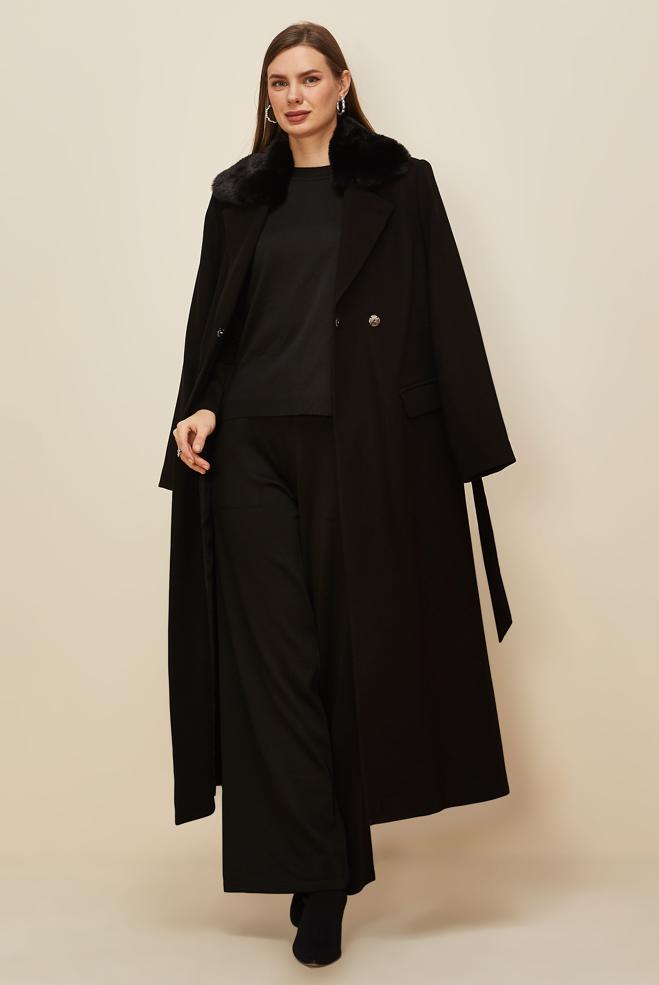 Tesettür giyim SİYAH 90611 MOLLY CHANNEL MANTO 38-46 TEK40 - ALVİNA