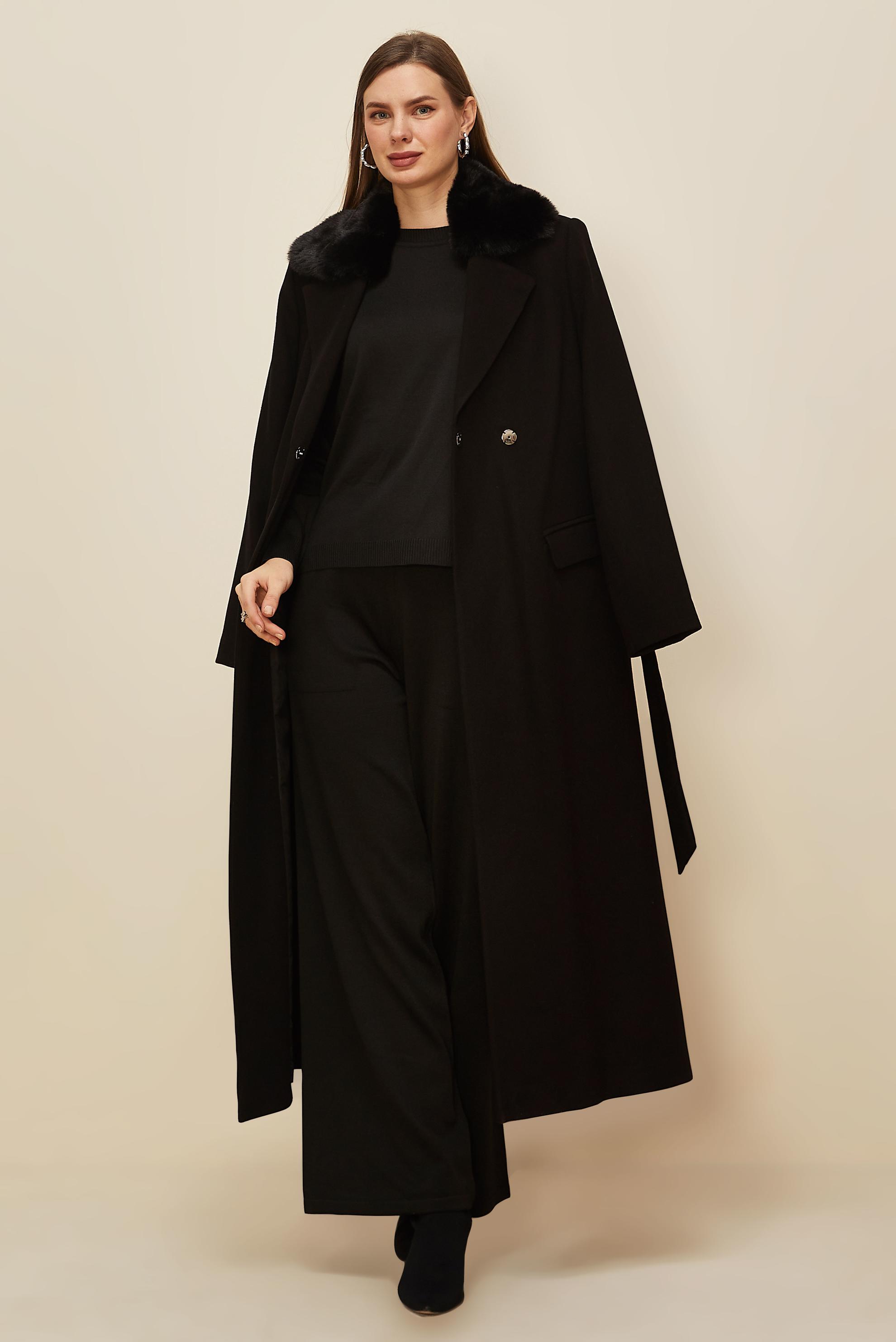 Tesettür giyim SİYAH 90611 MOLLY CHANNEL MANTO 38-46 TEK40