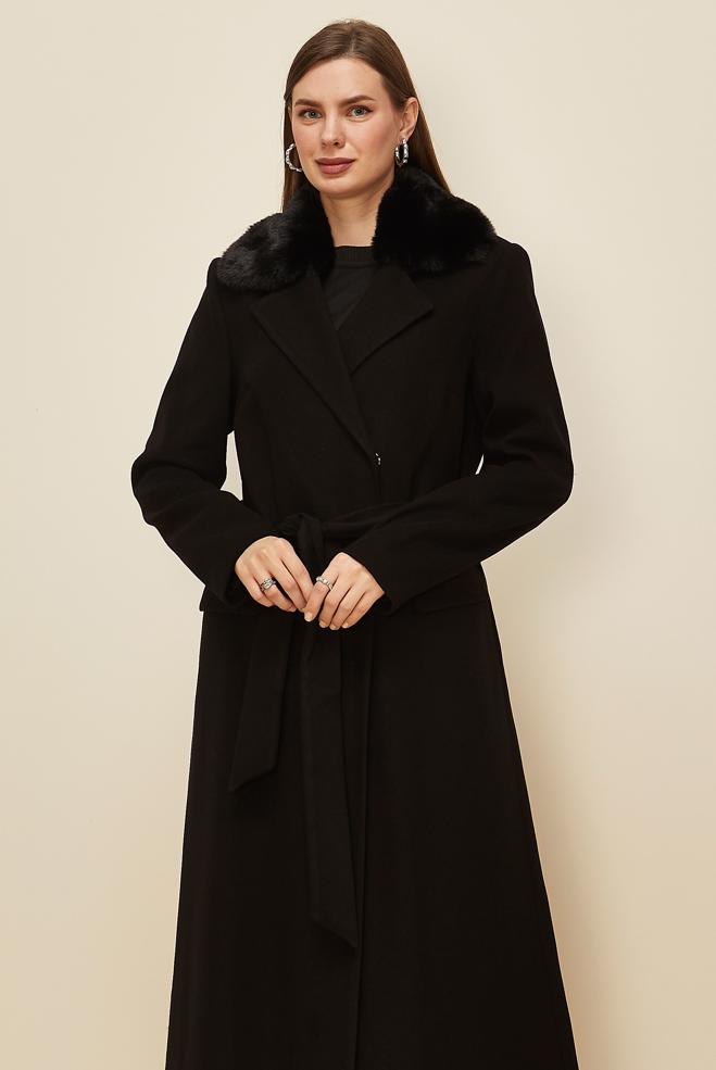 Tesettür giyim SİYAH 90611 MOLLY CHANNEL MANTO 38-46 TEK40 - ALVİNA