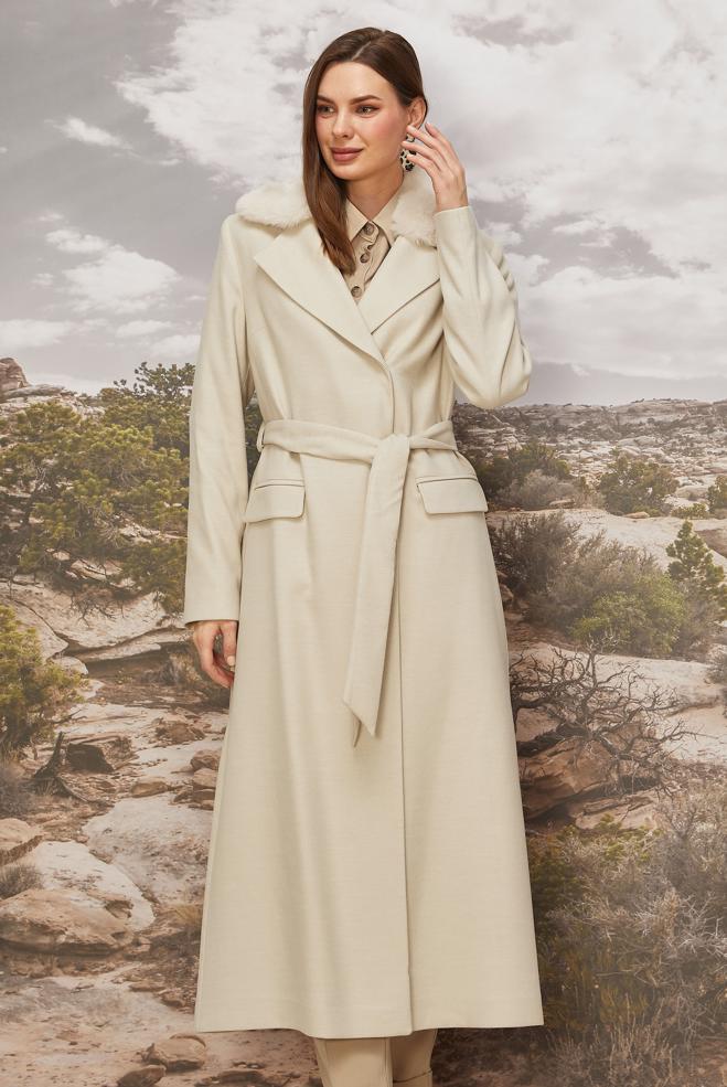 Tesettür giyim BEJ 90611 MOLLY CHANNEL MANTO 38-46 TEK40 - ALVİNA