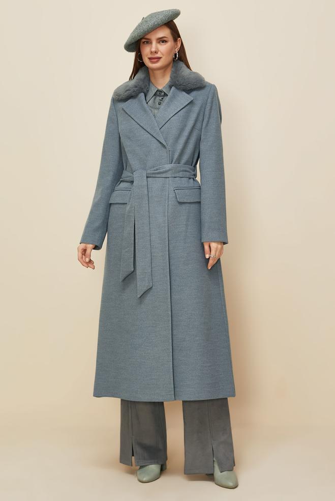 Tesettür giyim GRİ 90611 MOLLY CHANNEL MANTO 38-46 TEK40 - ALVİNA