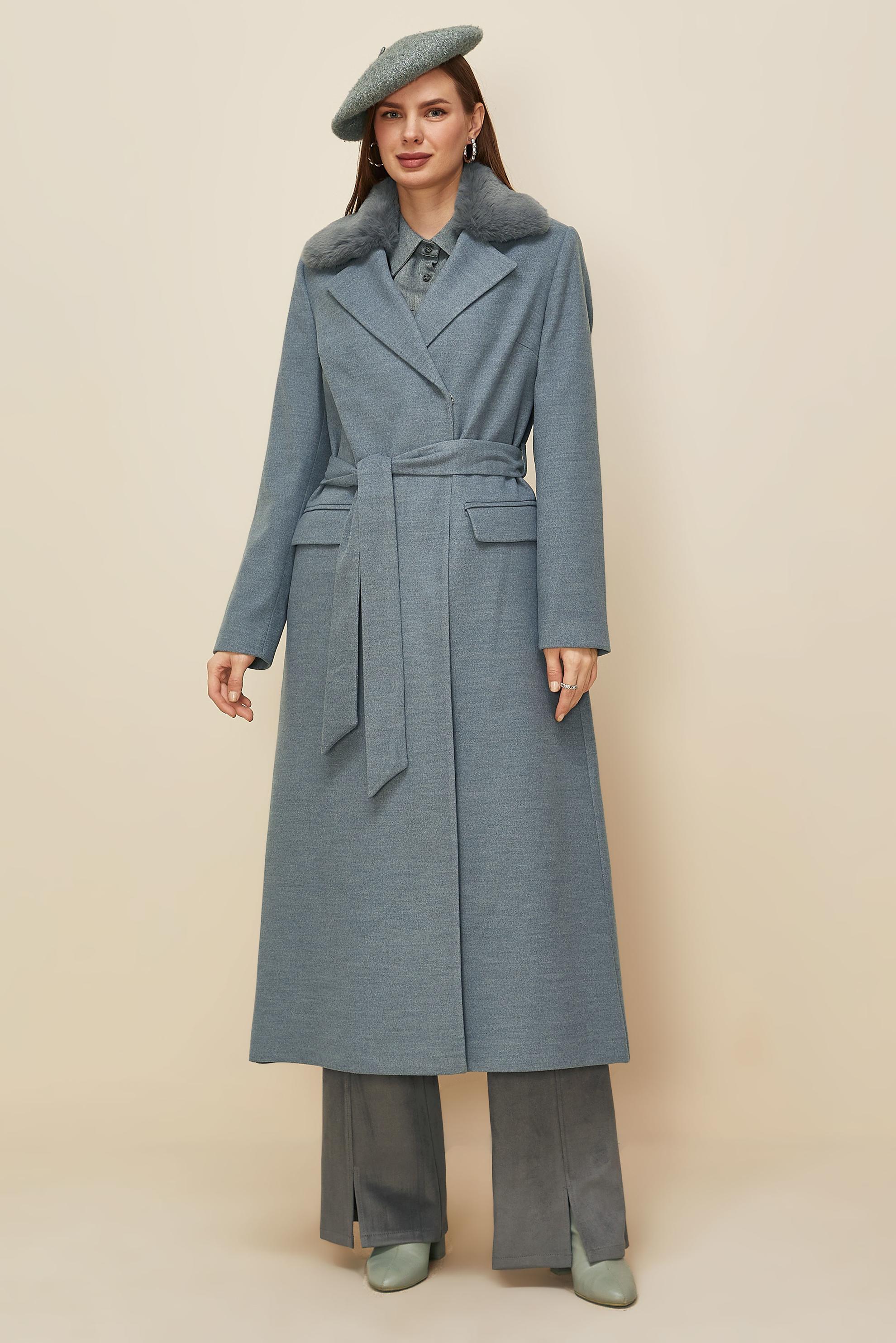 Tesettür giyim GRİ 90611 MOLLY CHANNEL MANTO 38-46 TEK40