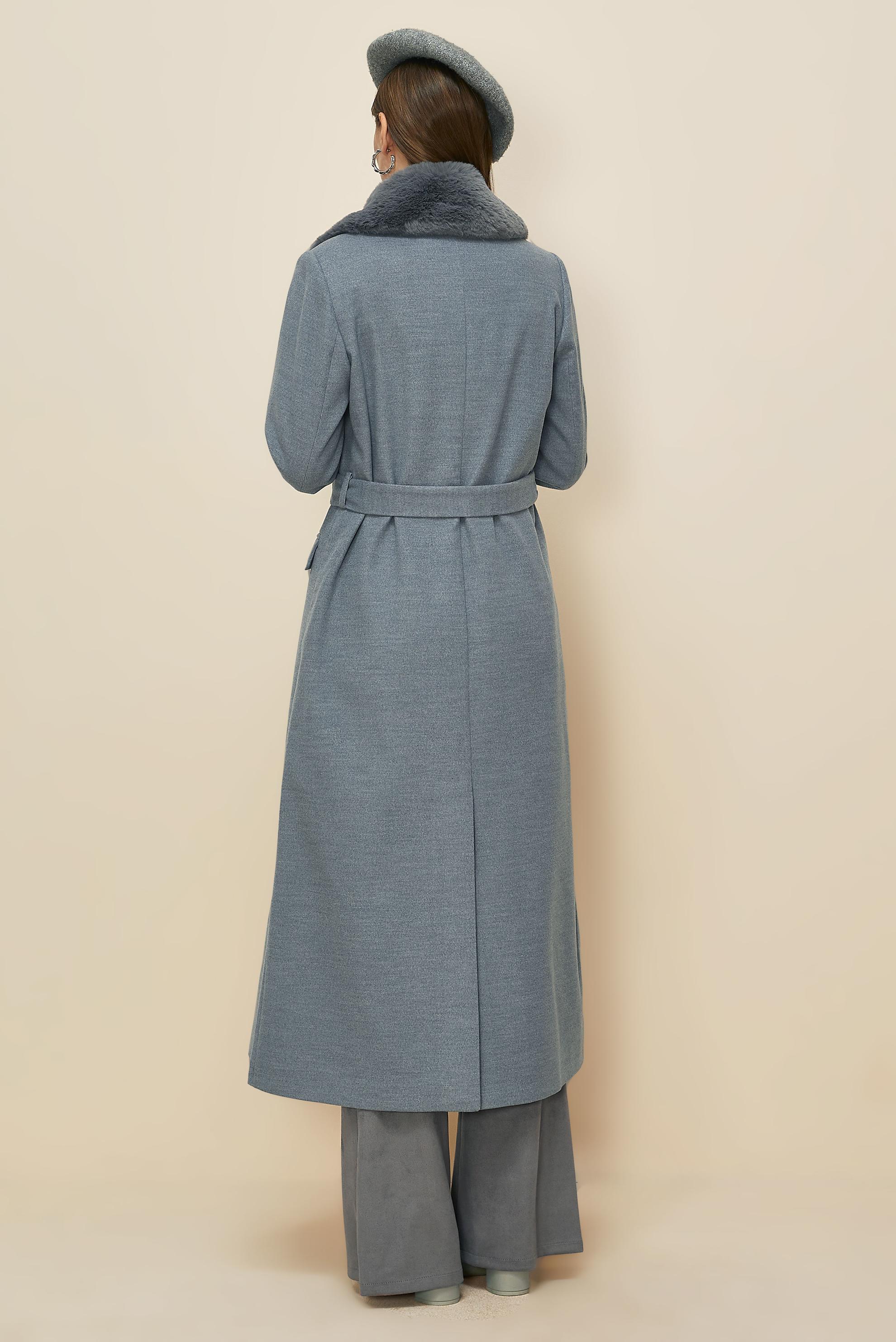 Tesettür giyim GRİ 90611 MOLLY CHANNEL MANTO 38-46 TEK40