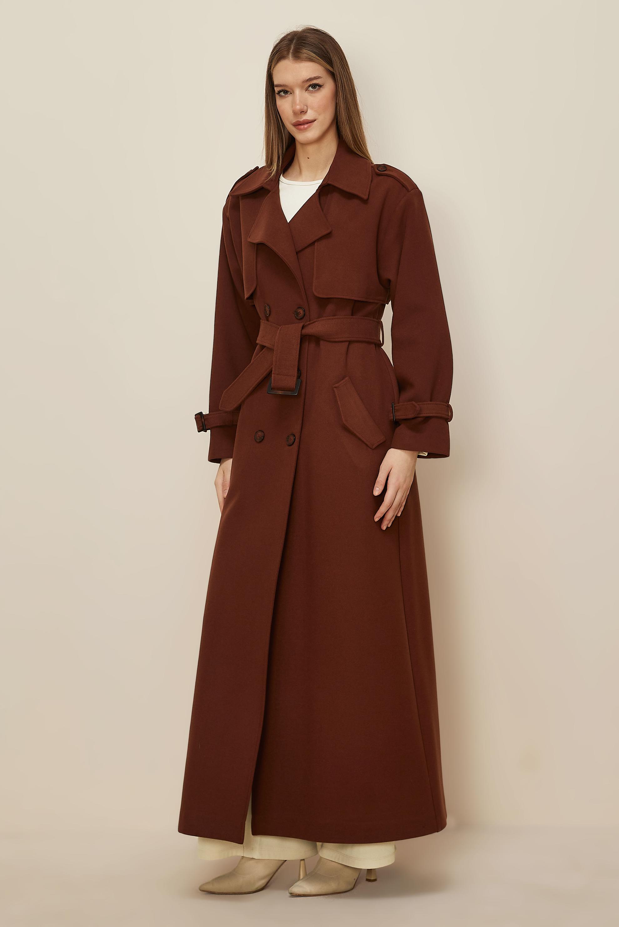 Tesettür giyim TURUNCU KEMERLİ MANTO 90635