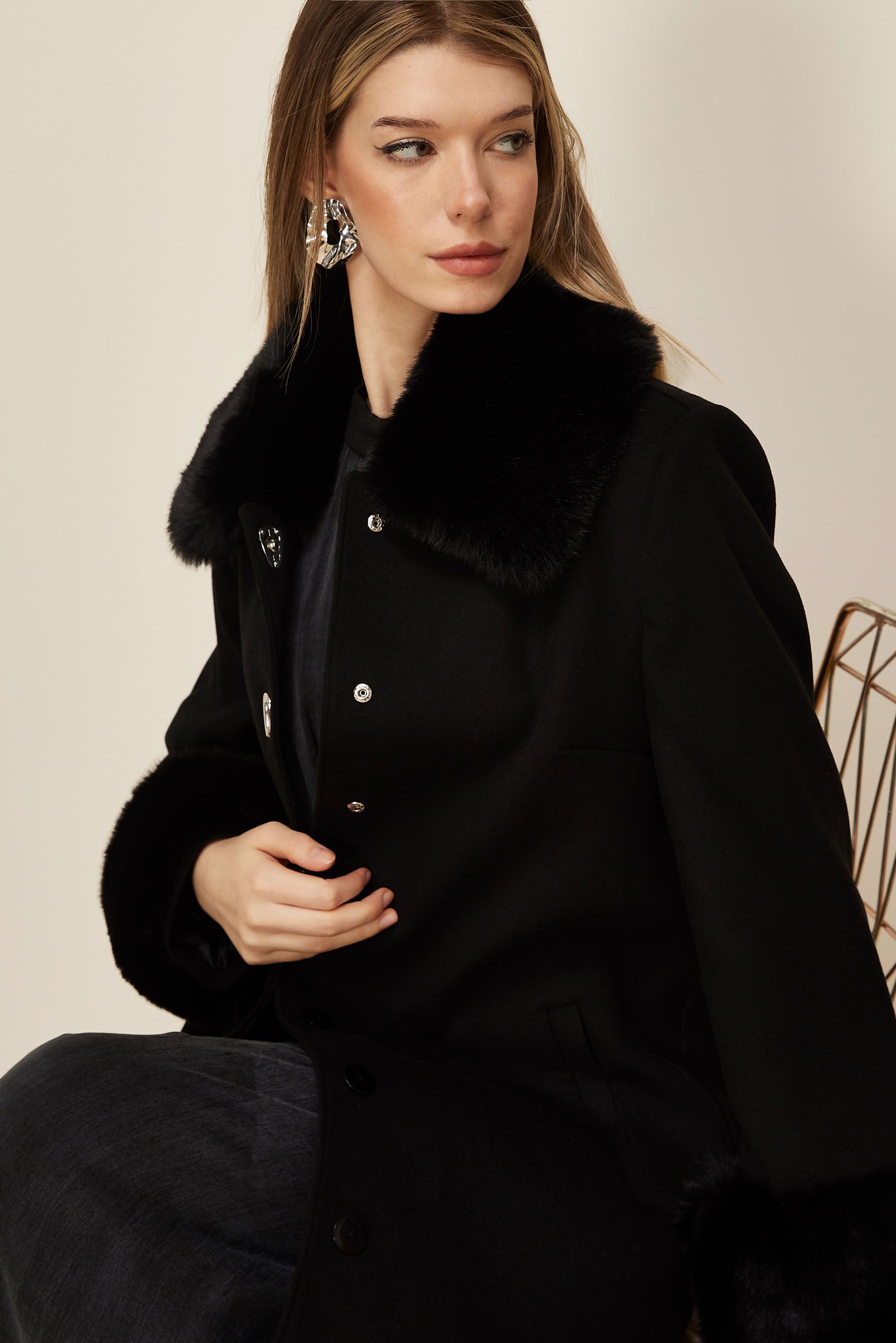 Hijab clothing BLACK BELTED CACHE COAT 90642