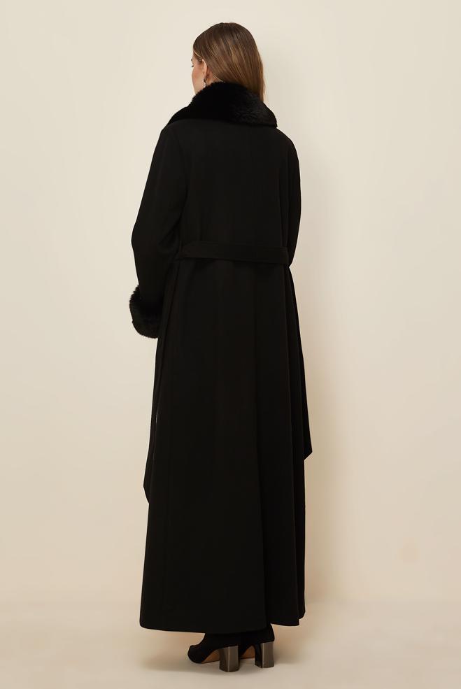 Hijab clothing BLACK BELTED CACHE COAT 90642 - ALVİNA