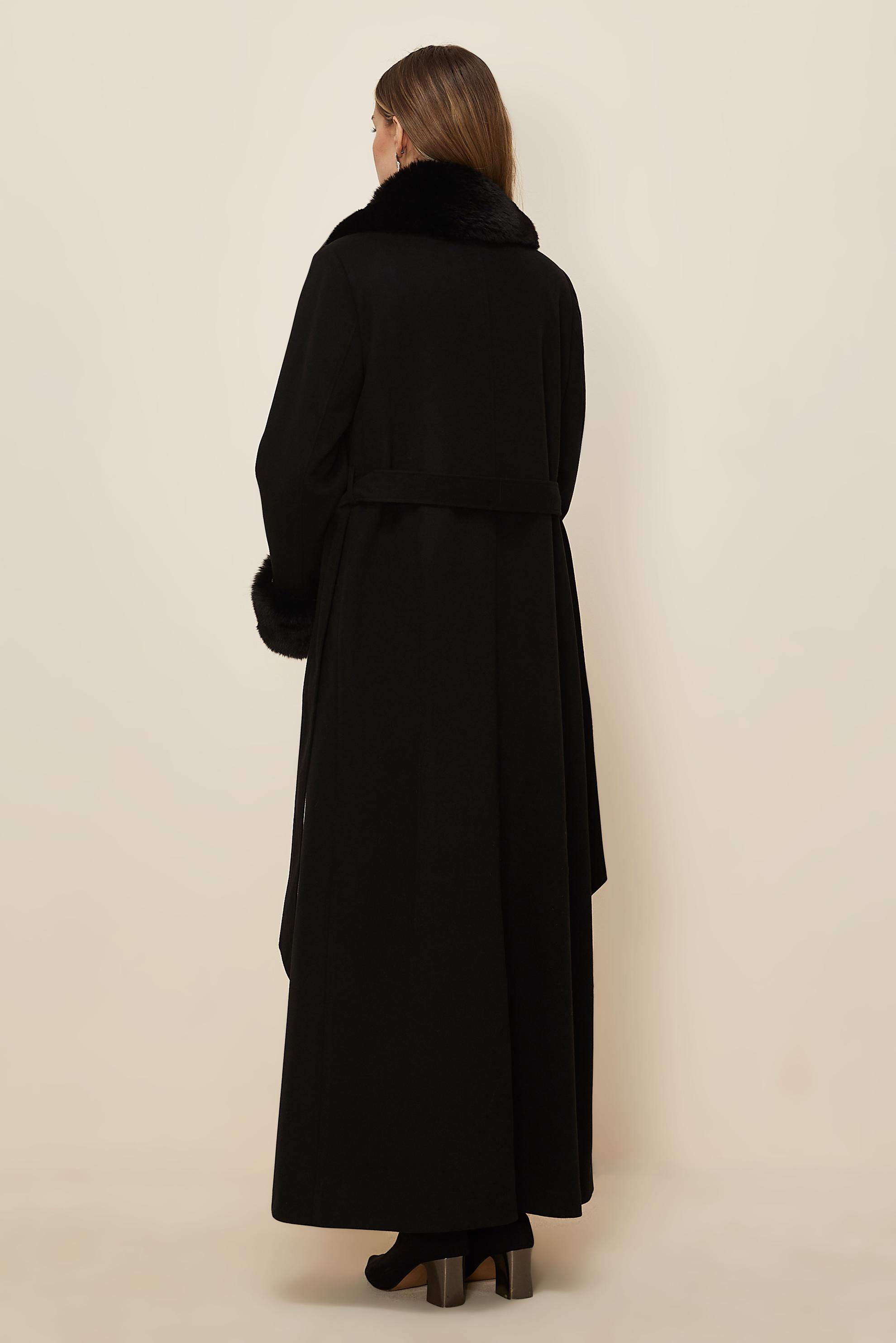 Hijab clothing BLACK BELTED CACHE COAT 90642