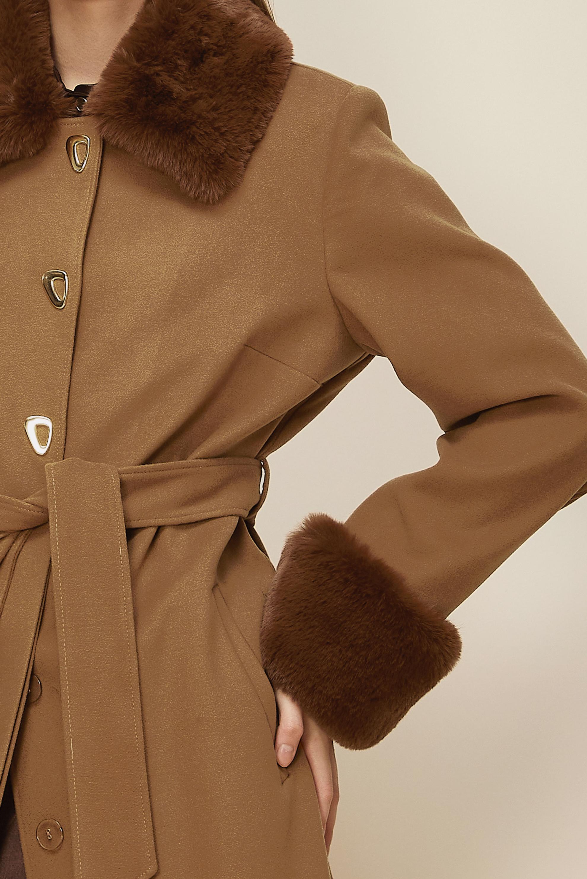 Hijab clothing BROWN BELTED CACHE COAT 90642