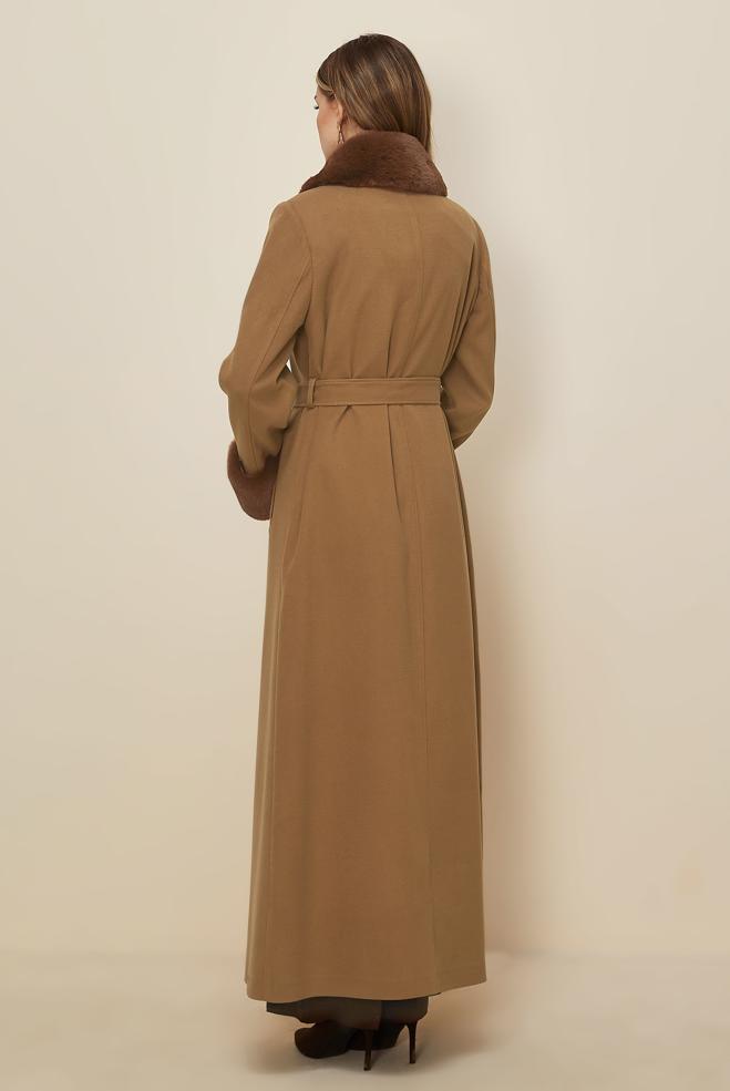 Hijab clothing BROWN BELTED CACHE COAT 90642 - ALVİNA