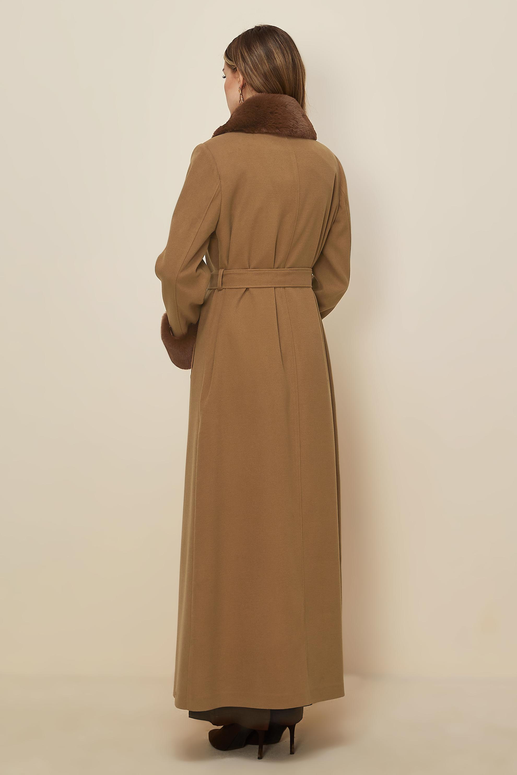 Hijab clothing BROWN BELTED CACHE COAT 90642