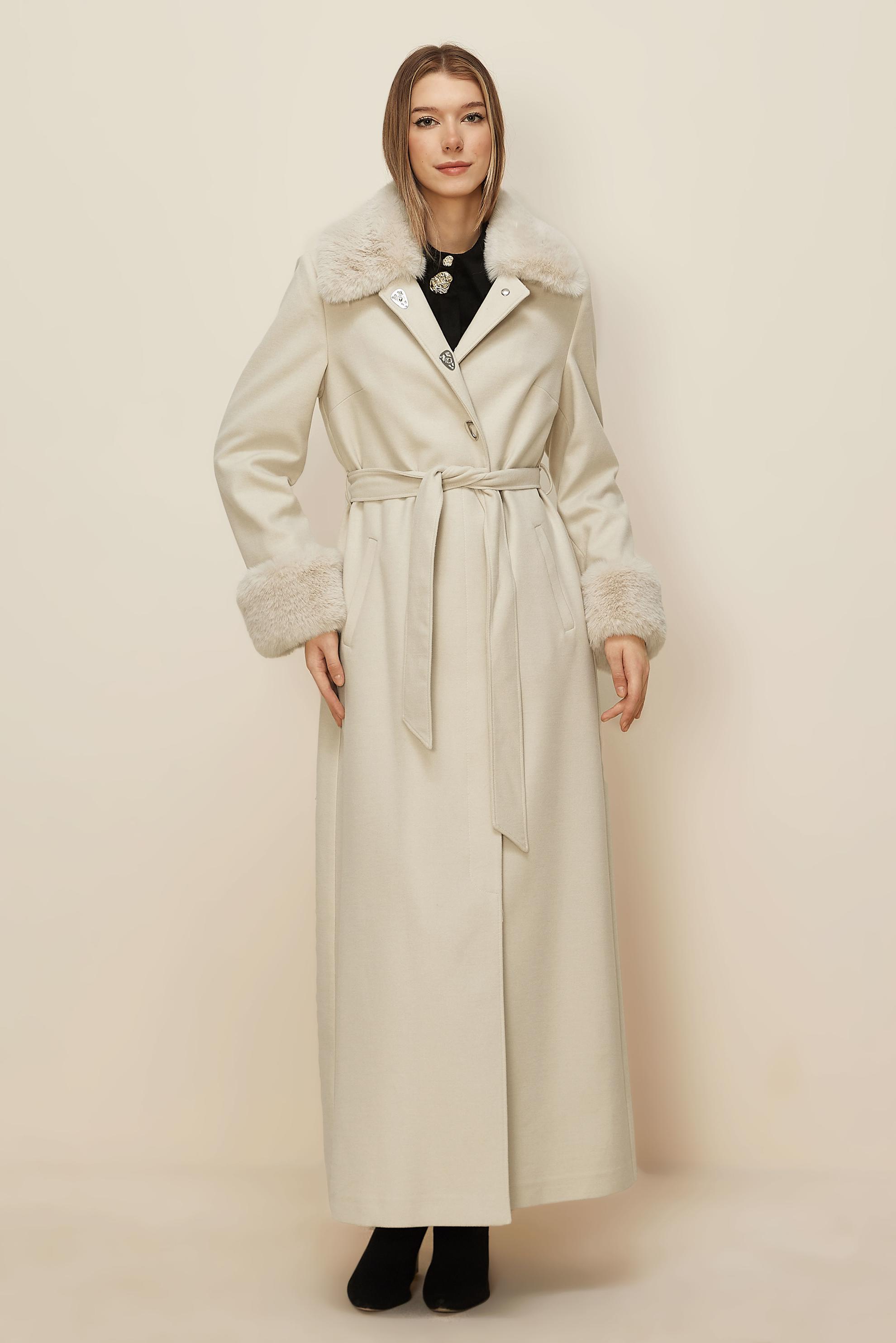 Hijab clothing ECRU BELTED CACHE COAT 90642