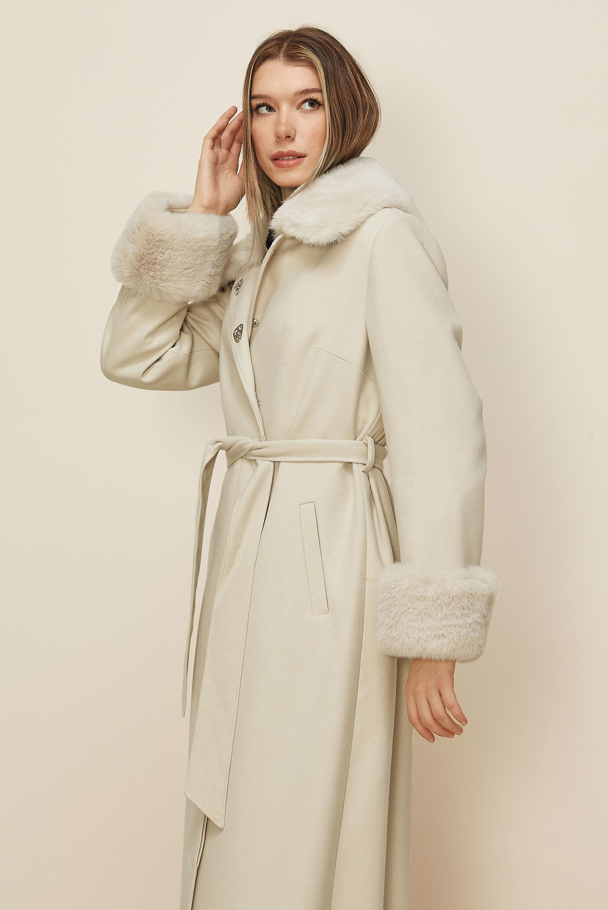 Hijab clothing ECRU BELTED CACHE COAT 90642