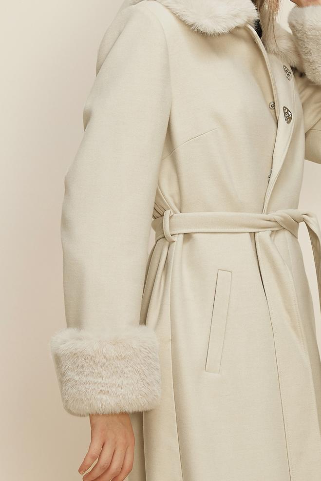 Hijab clothing ECRU BELTED CACHE COAT 90642 - ALVİNA