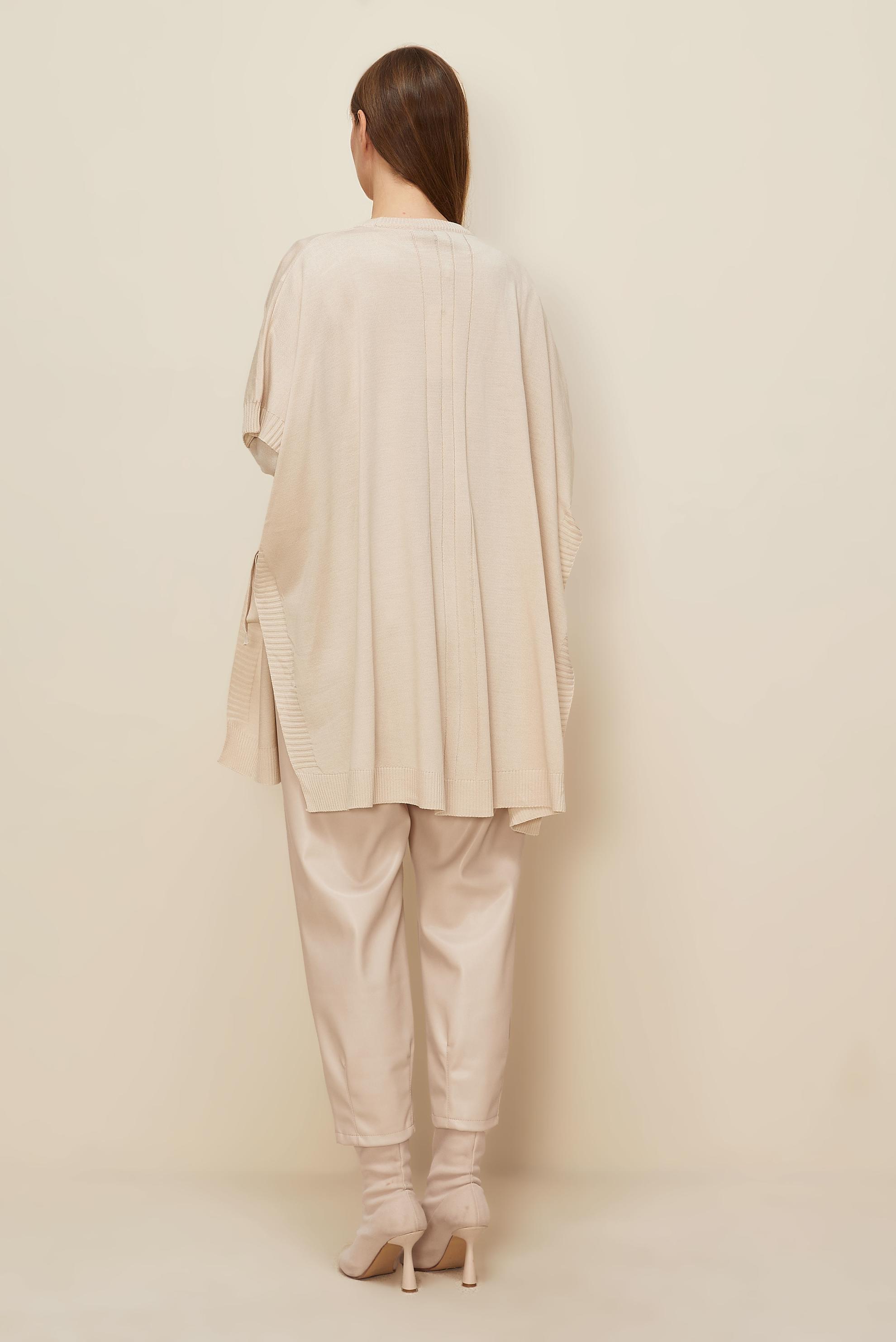 Tesettür giyim BEJ TRİKO PANÇO 45896