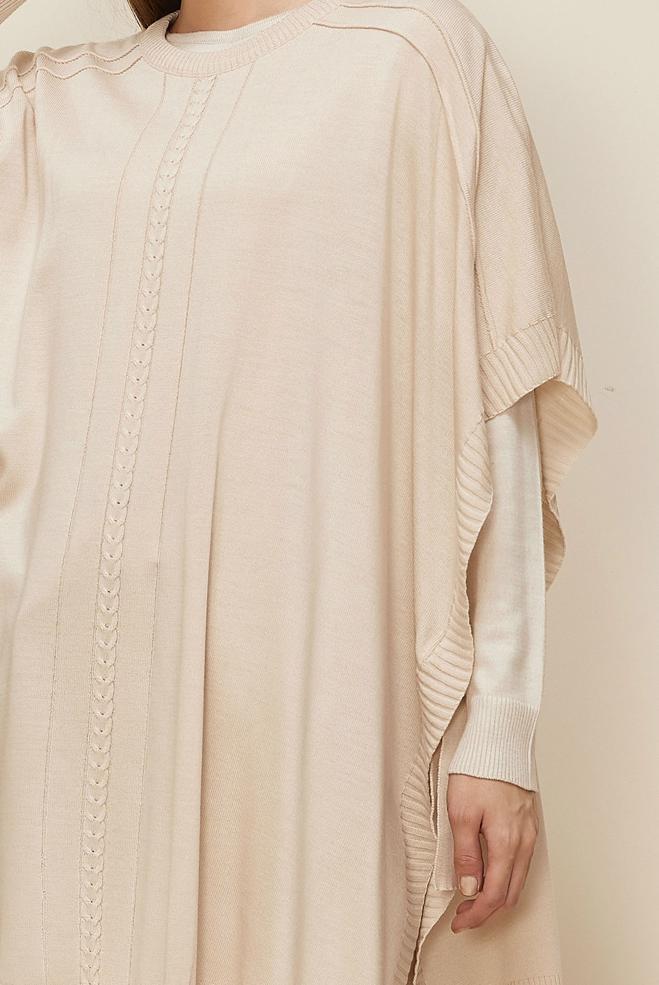 Tesettür giyim BEJ 45896 TRİKO PANÇO 38-46 - ALVİNA