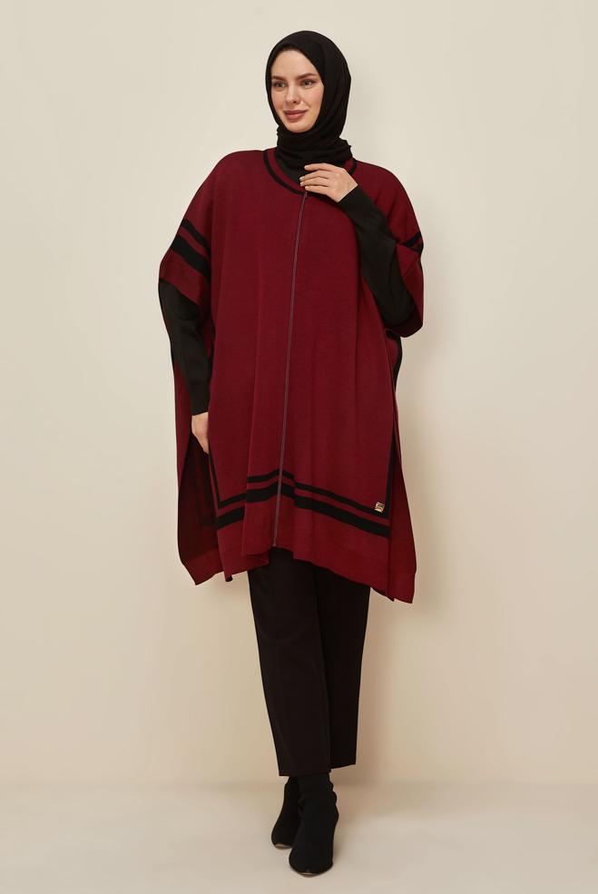Tesettür giyim BORDO 45897 TRİKO PANÇO 38-46 - ALVİNA