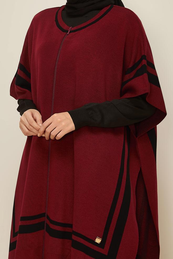 Tesettür giyim BORDO 45897 TRİKO PANÇO 38-46 - ALVİNA