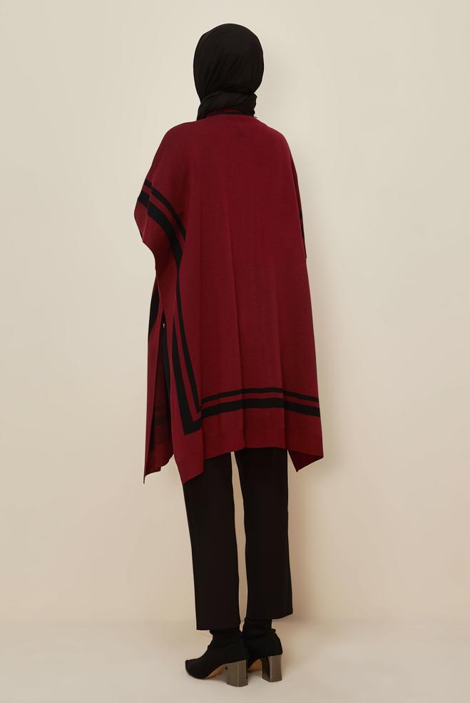 Tesettür giyim BORDO 45897 TRİKO PANÇO 38-46 - ALVİNA