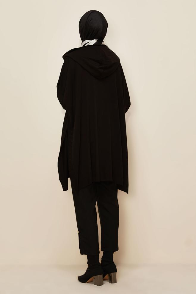 Tesettür giyim SİYAH 45898 TRİKO PANÇO 38-44 - ALVİNA