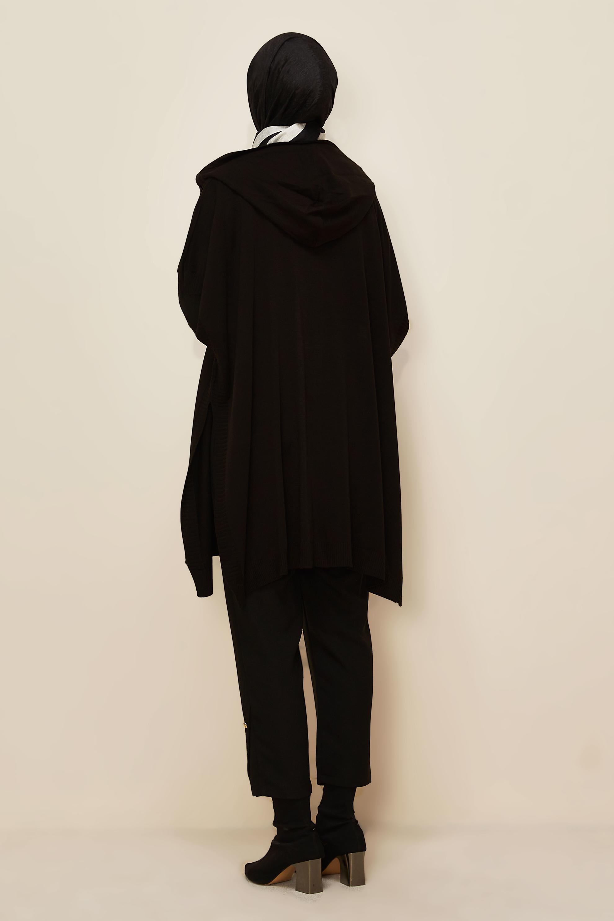 Tesettür giyim SİYAH 45898 TRİKO PANÇO 38-44