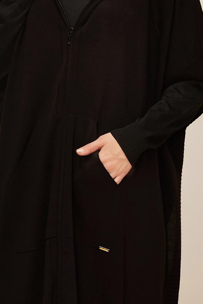 Tesettür giyim SİYAH 45898 TRİKO PANÇO 38-44 - ALVİNA