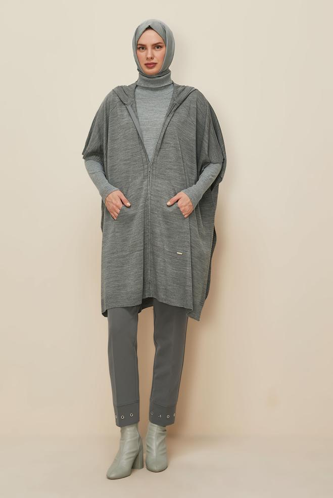 Tesettür giyim GRİ 45898 TRİKO PANÇO 38-44 - ALVİNA