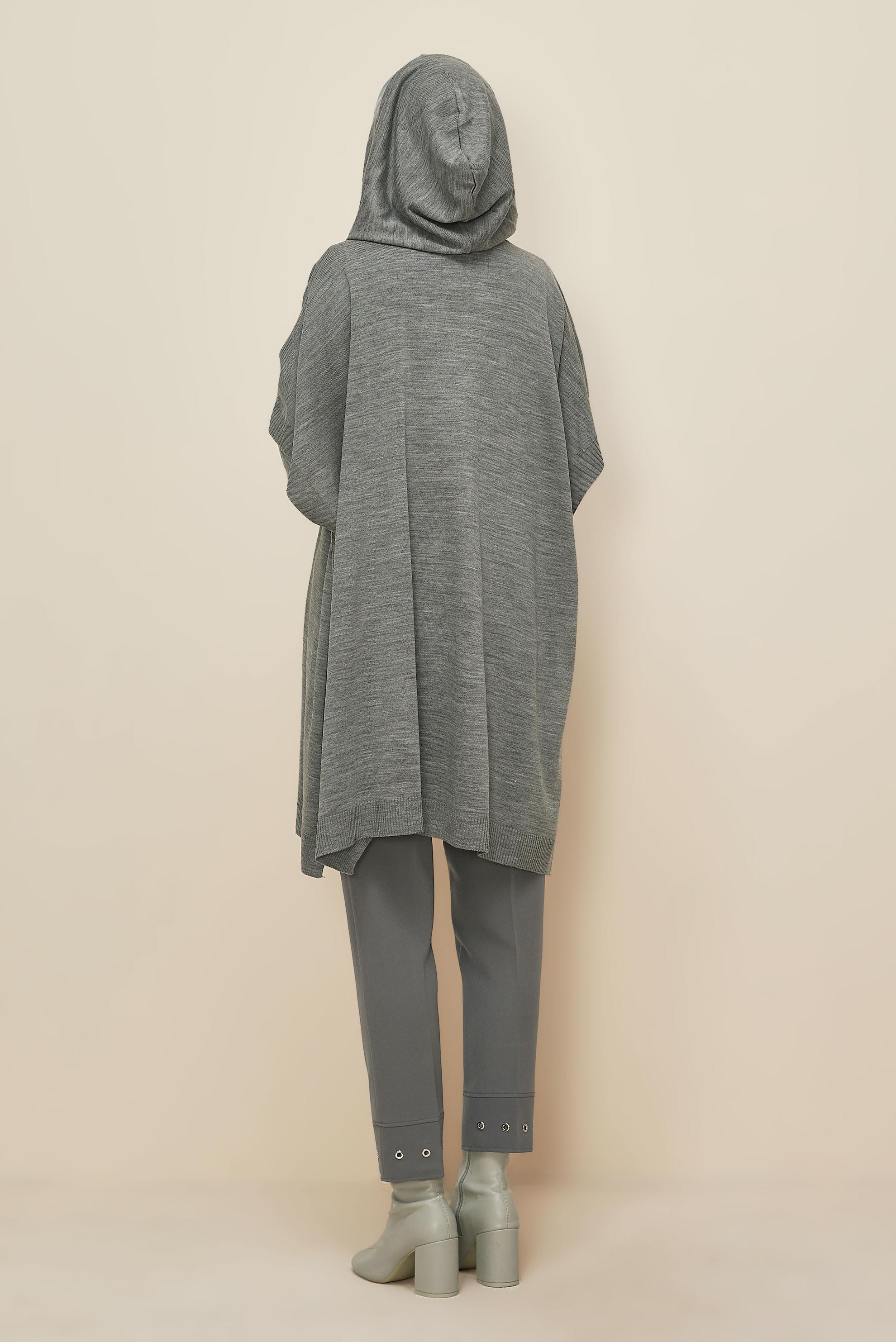 Tesettür giyim GRİ 45898 TRİKO PANÇO 38-44