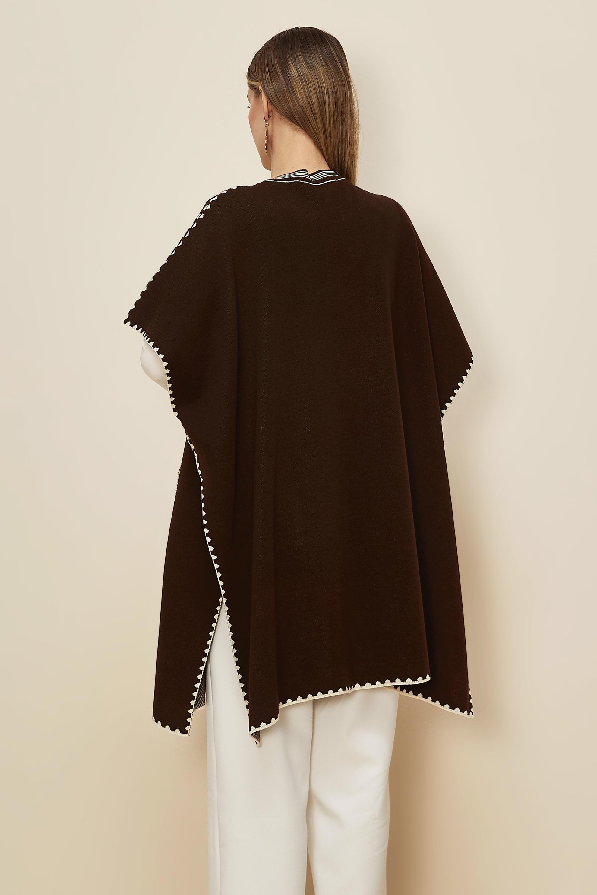 Tesettür giyim KAHVE TRİKO PANÇO 45899