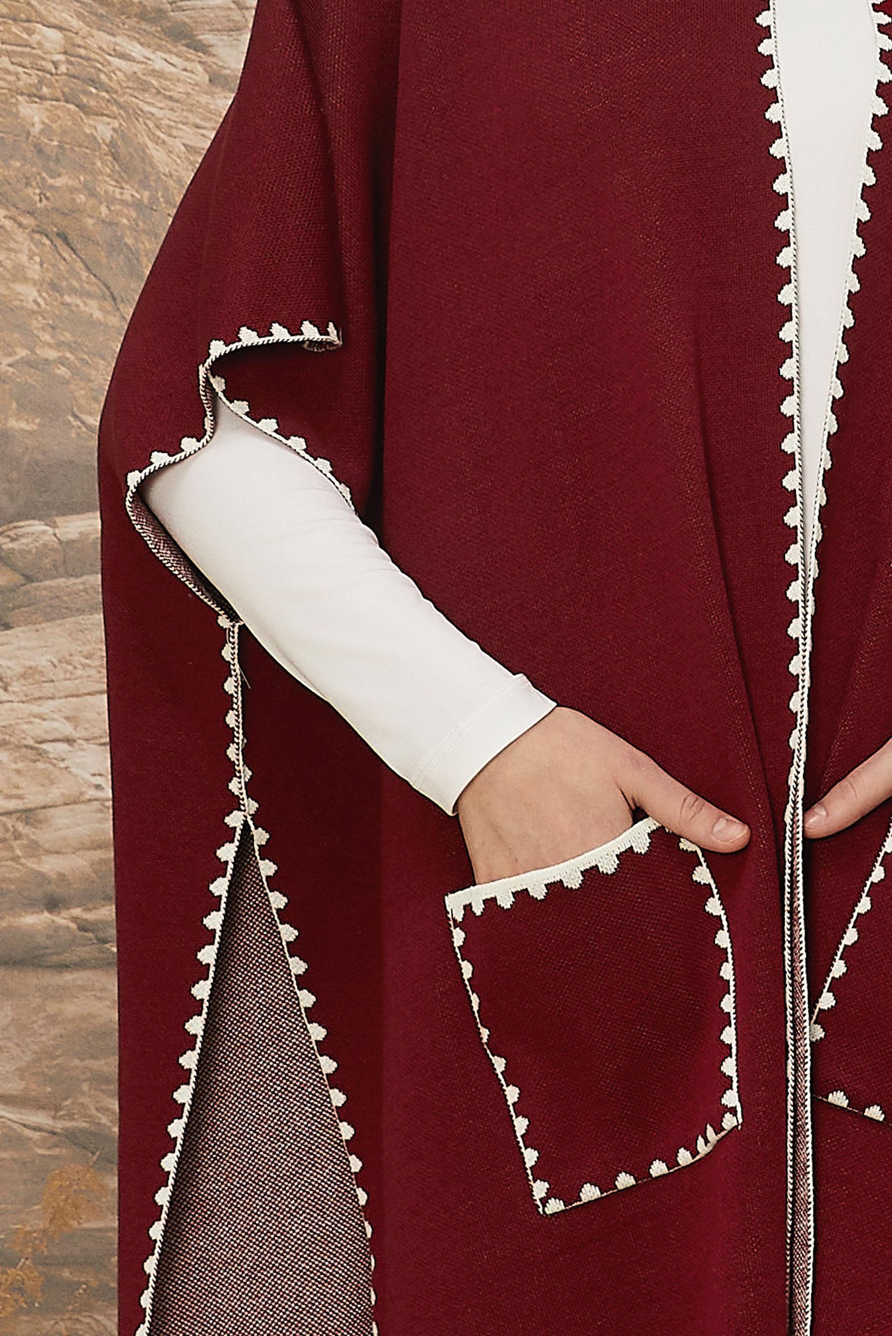 Vêtements hijab ROUGE BORDEAUX PONCHO EN MAILLE 45899