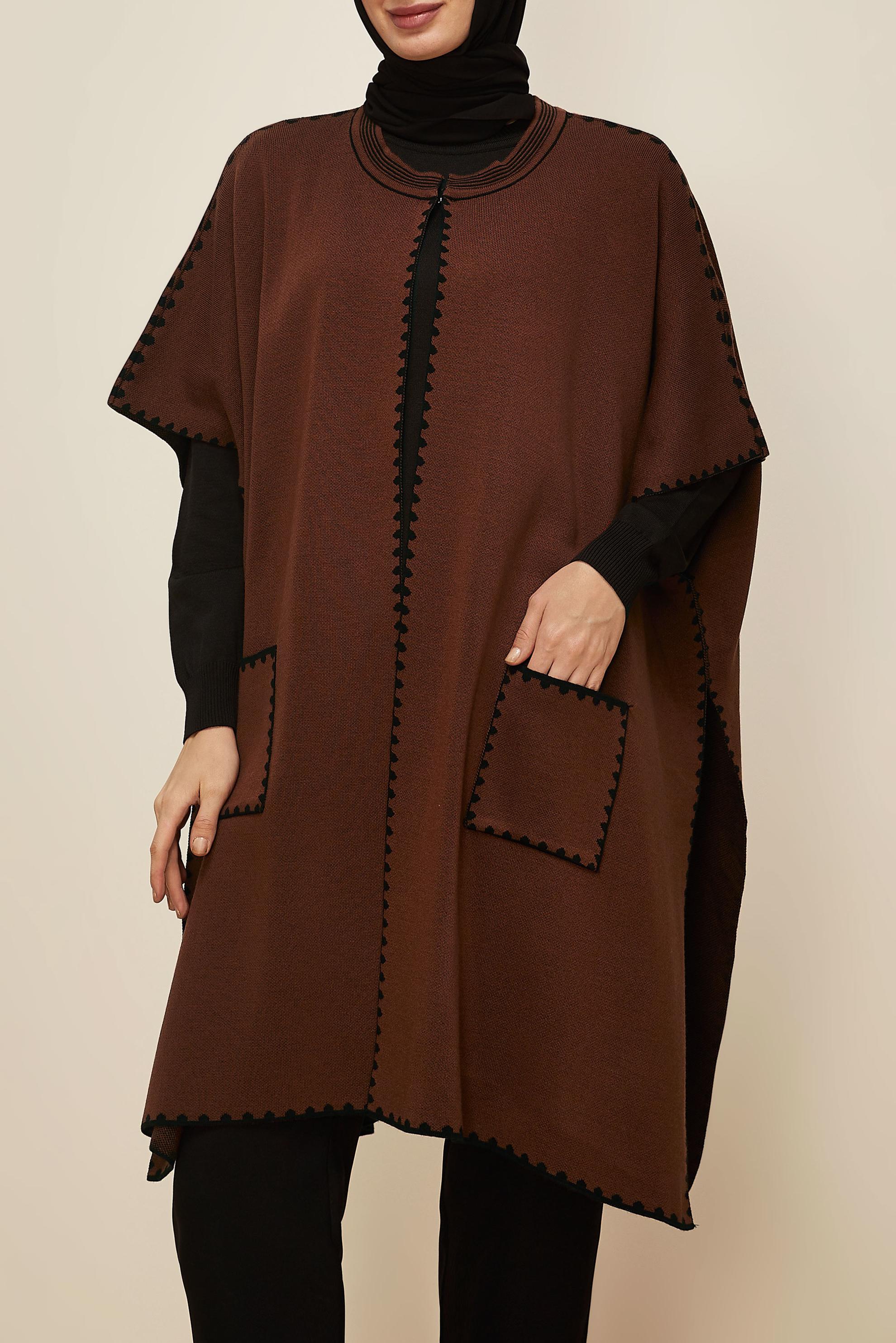 Hijab clothing BROWN KNITWEAR PONCHO 45899