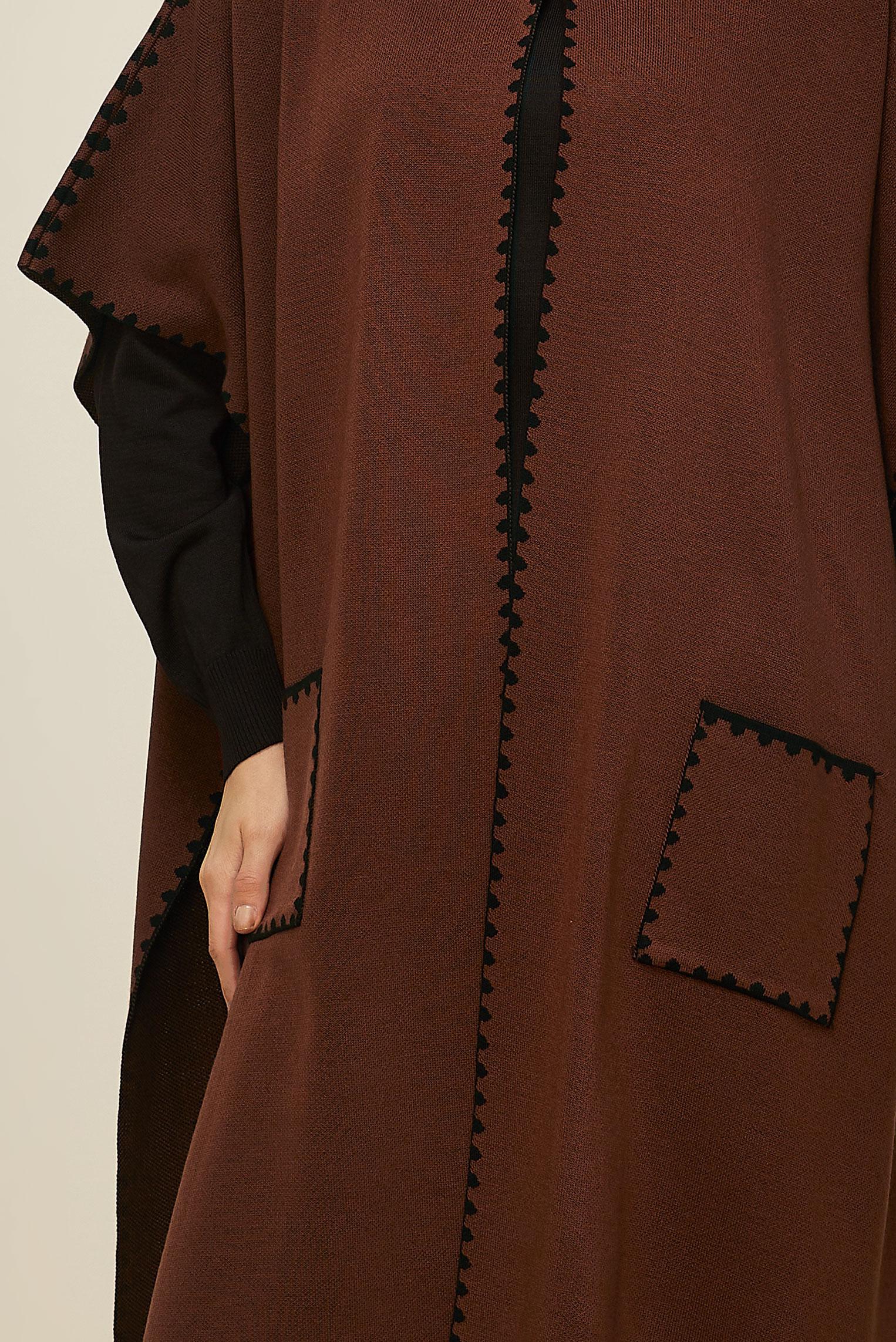 Hijab clothing BROWN KNITWEAR PONCHO 45899