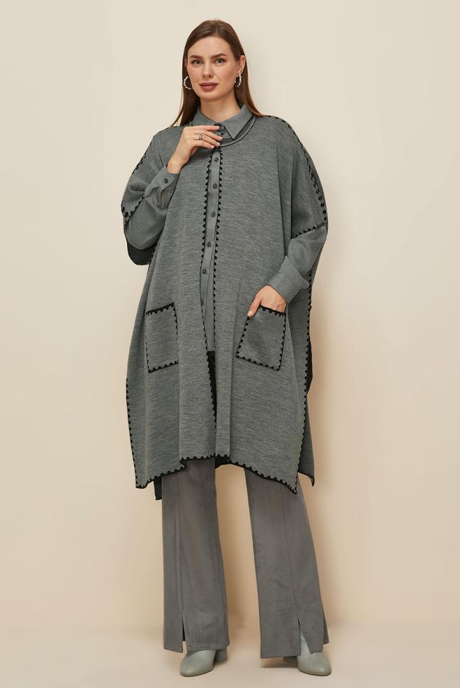 Tesettür giyim GRİ TRİKO PANÇO 45899 - ALVİNA