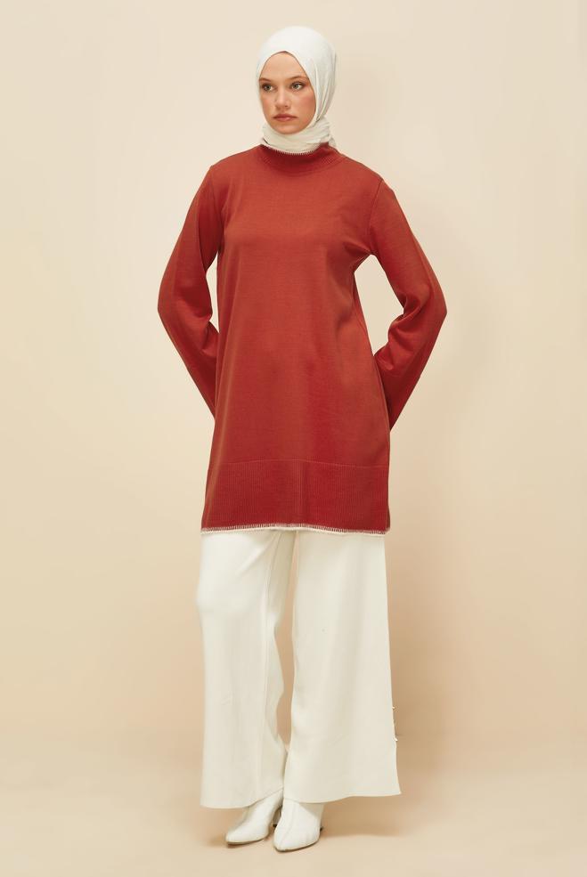 Vêtements hijab BLANC PANTALON EN MAILLE 70900 - ALVİNA