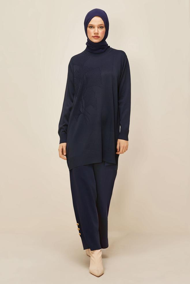 Vêtements hijab BLEU MARINE PANTALON EN MAILLE 70900 - ALVİNA