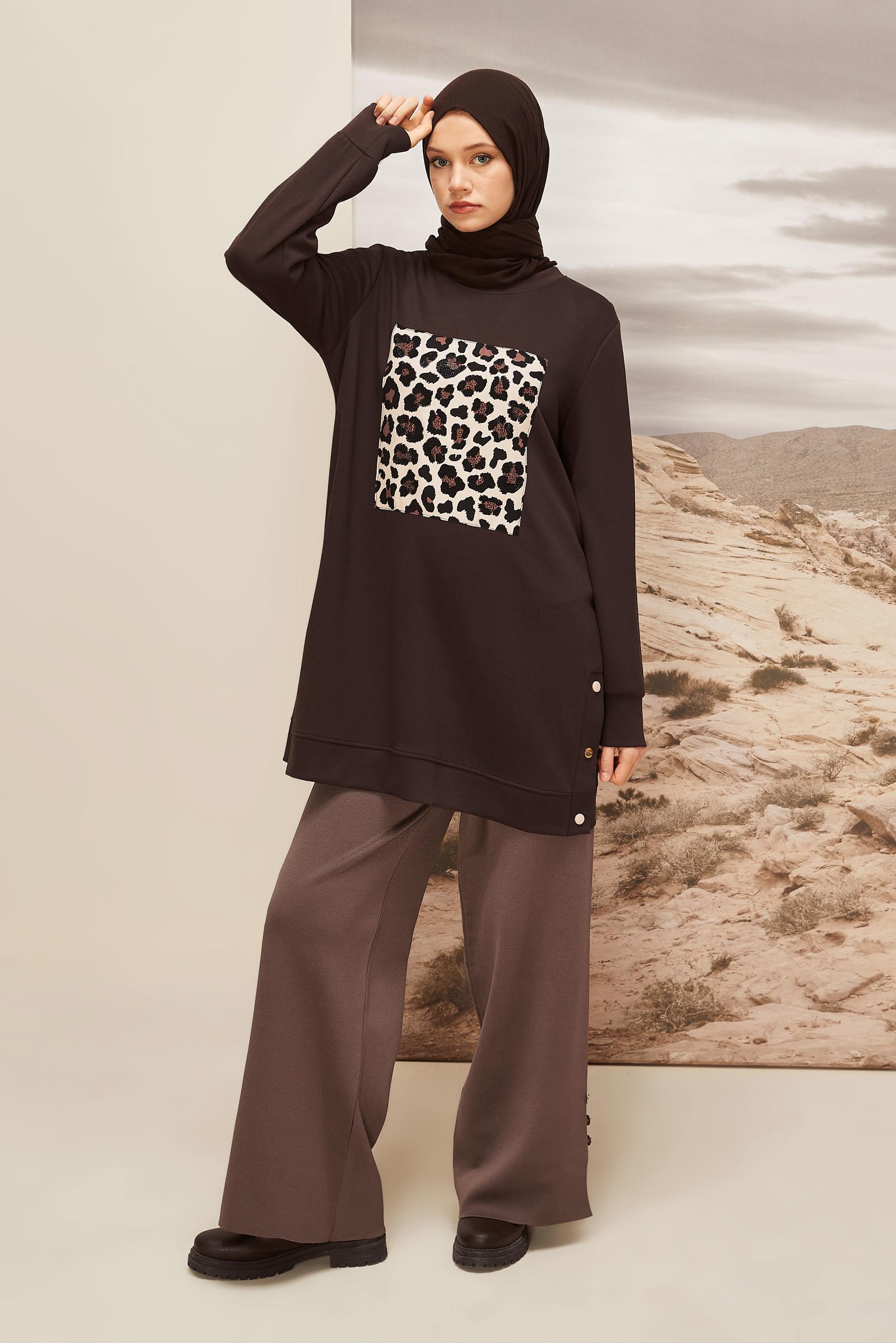 Tesettür giyim KAHVE TRİKO PANTOLON 70900