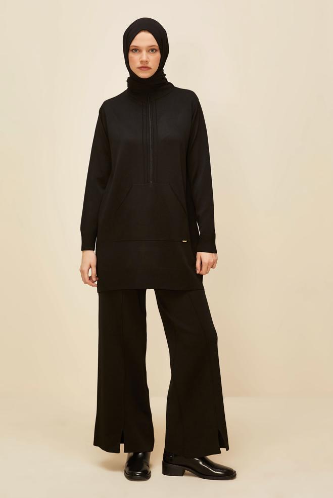 Vêtements hijab NOIR PANTALON EN MAILLE 70901 - ALVİNA