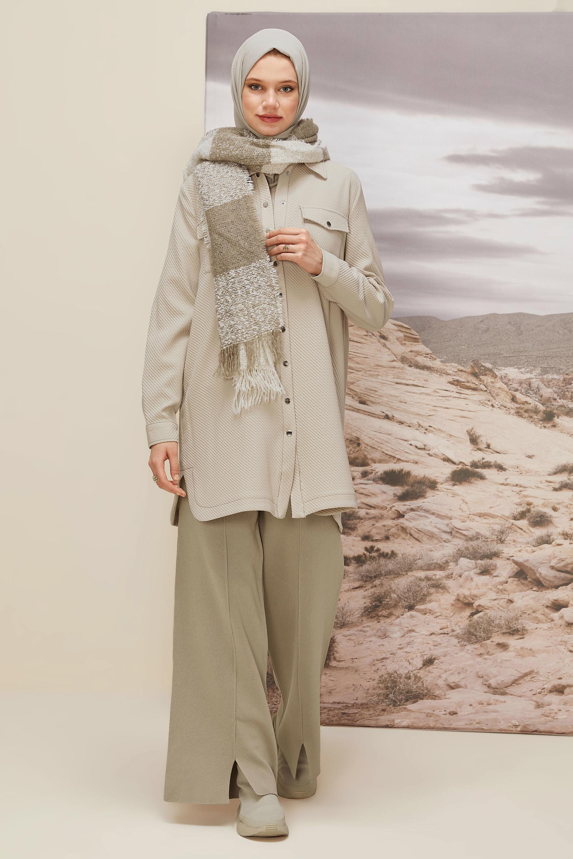 Vêtements hijab BEIGE PANTALON EN MAILLE 70901