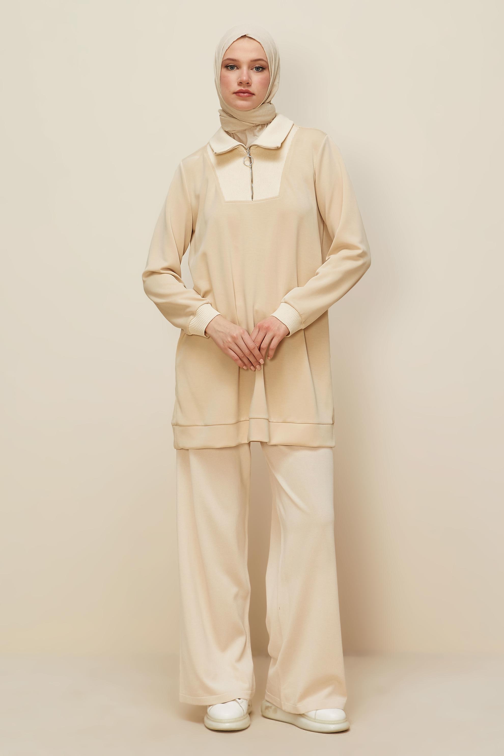 Vêtements hijab BEIGE PANTALON EN MAILLE 70902