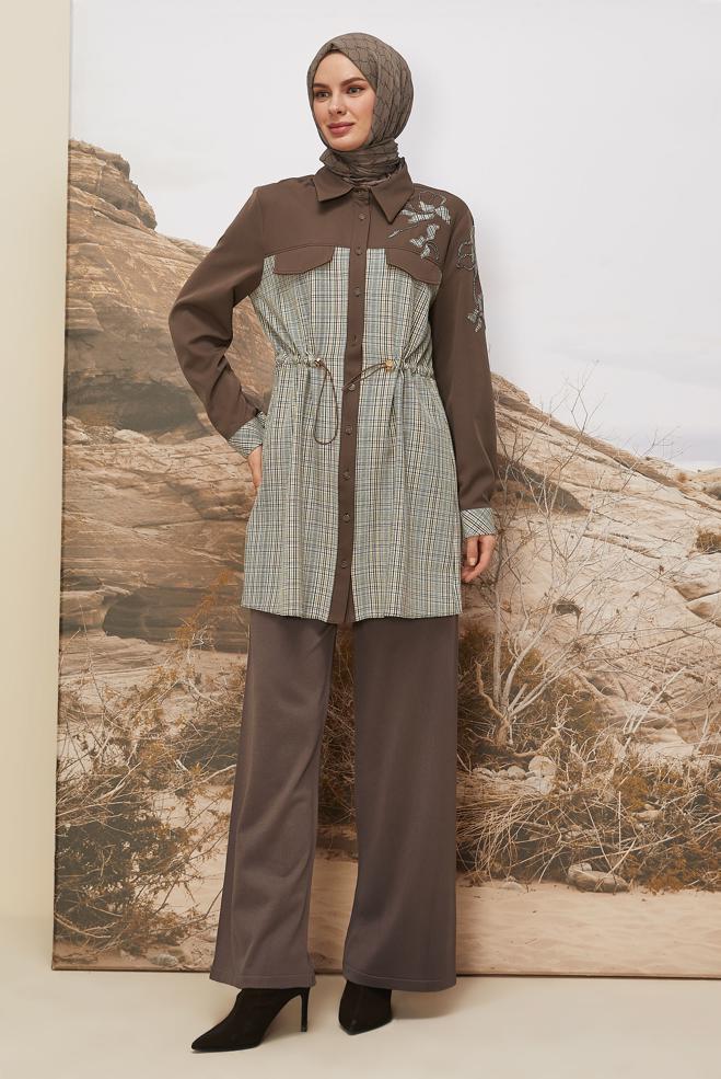 Hijab clothing BROWN KNITWEAR PANTS 70902 - ALVİNA