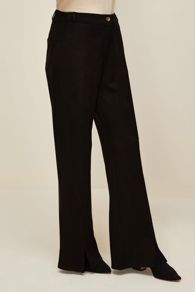 Vêtements hijab NOIR PANTALON DÉTAILLÉ FENDU 70904 - ALVİNA