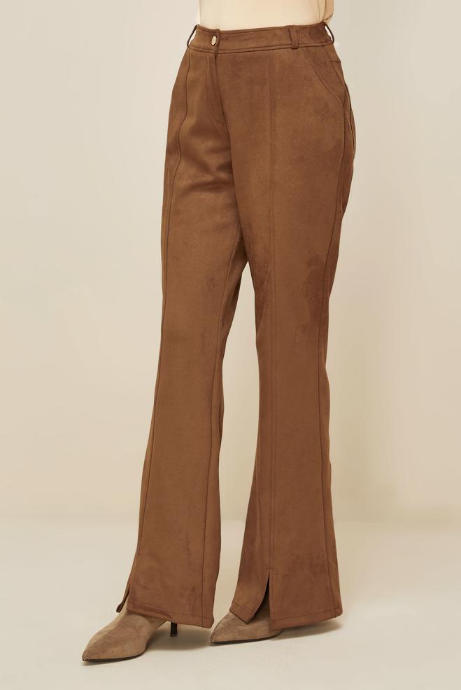 Vêtements hijab BRUN PANTALON DÉTAILLÉ FENDU 70904 - ALVİNA