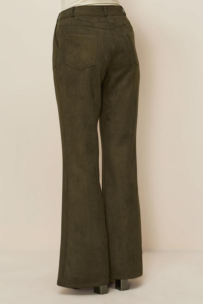 Vêtements hijab KAKI PANTALON EN DAIM FENDU 70904 - ALVİNA