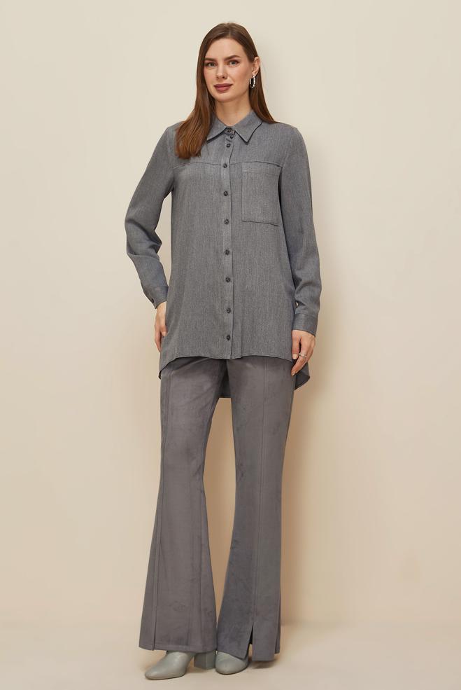 Tesettür giyim GRİ 70904 EDNA PANTOLON 38-46 TEK40 - ALVİNA