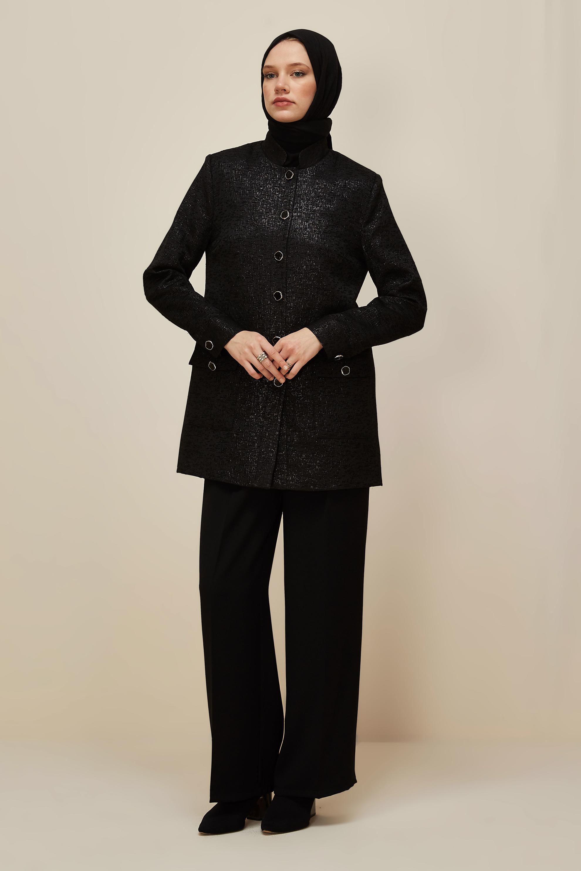 Tesettür giyim SİYAH BELİ LASTİKLİ PANTOLON 70905