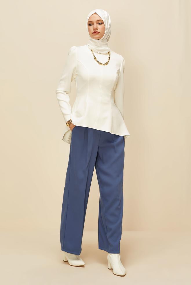 Vêtements hijab BLEU MARINE PANTALON TAILLE ÉLASTIQUE 70905 - ALVİNA